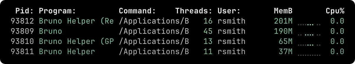 Bruno memory usage ~500mB